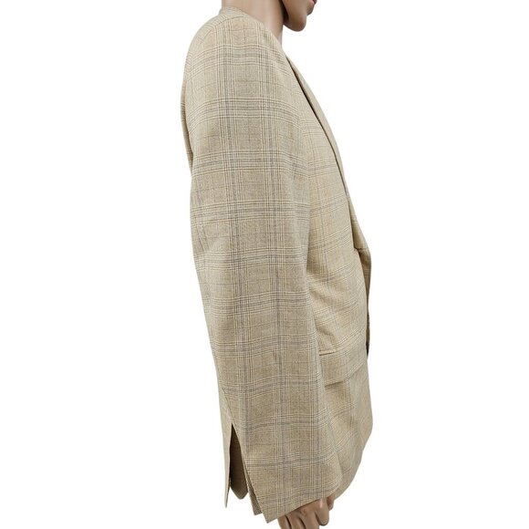 Canali Mens Two-Button Beige Plaid Wool Blazer Jacket Size 44R - Picture 2 of 11